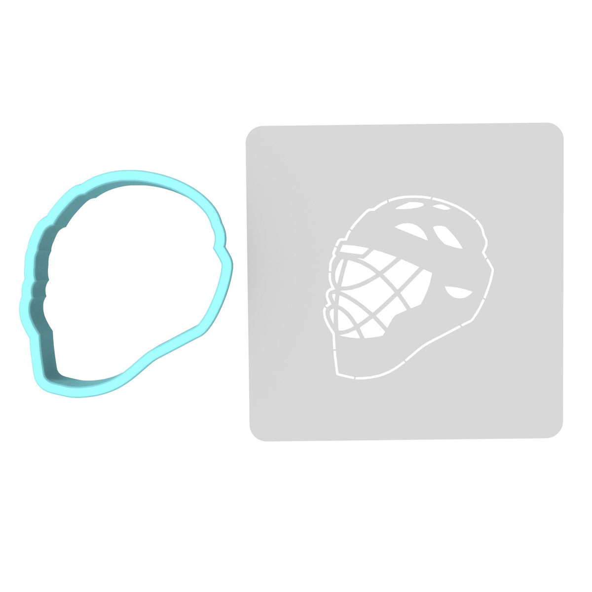 Hockey Lacrosse Helmet Cookie Cutter | Stamp | Stencil #1 sports Cookie Cutter Lady MINI - 2 Inches (5cm) **BUNDLE** Cutter + Stencil 