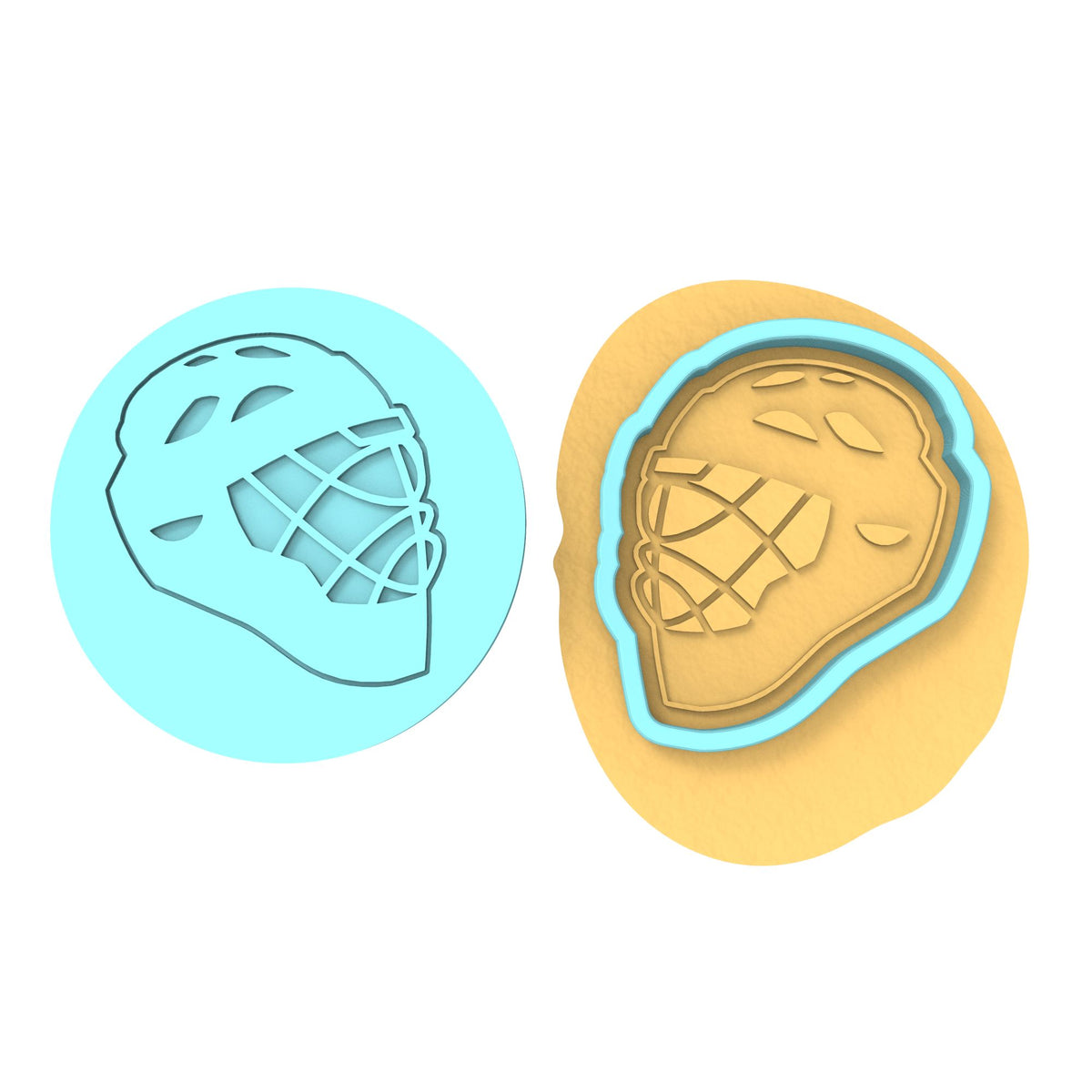 Hockey Lacrosse Helmet Cookie Cutter | Stamp | Stencil #1 sports Cookie Cutter Lady MINI - 2 Inches (5cm) **BUNDLE** Cutter + Debosser 