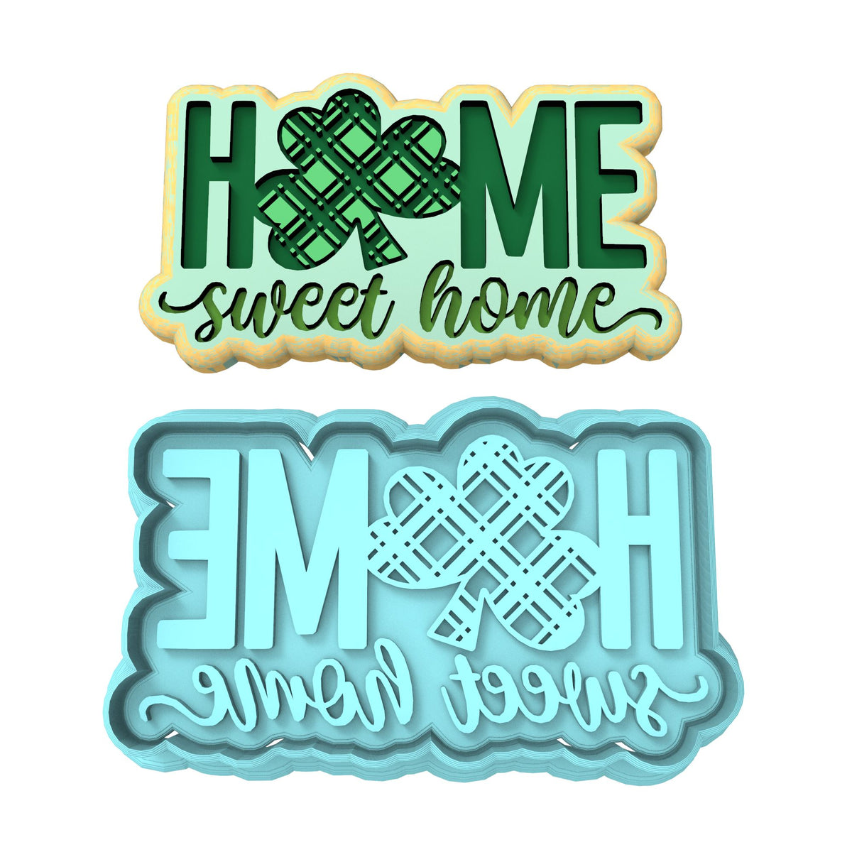 Home Sweet Home Clover Cookie Cutter | Stamp | Stencil #1 Cookie Cutter Lady MINI - 2 Inches (5cm) **BUNDLE** Cutter + Stamp 