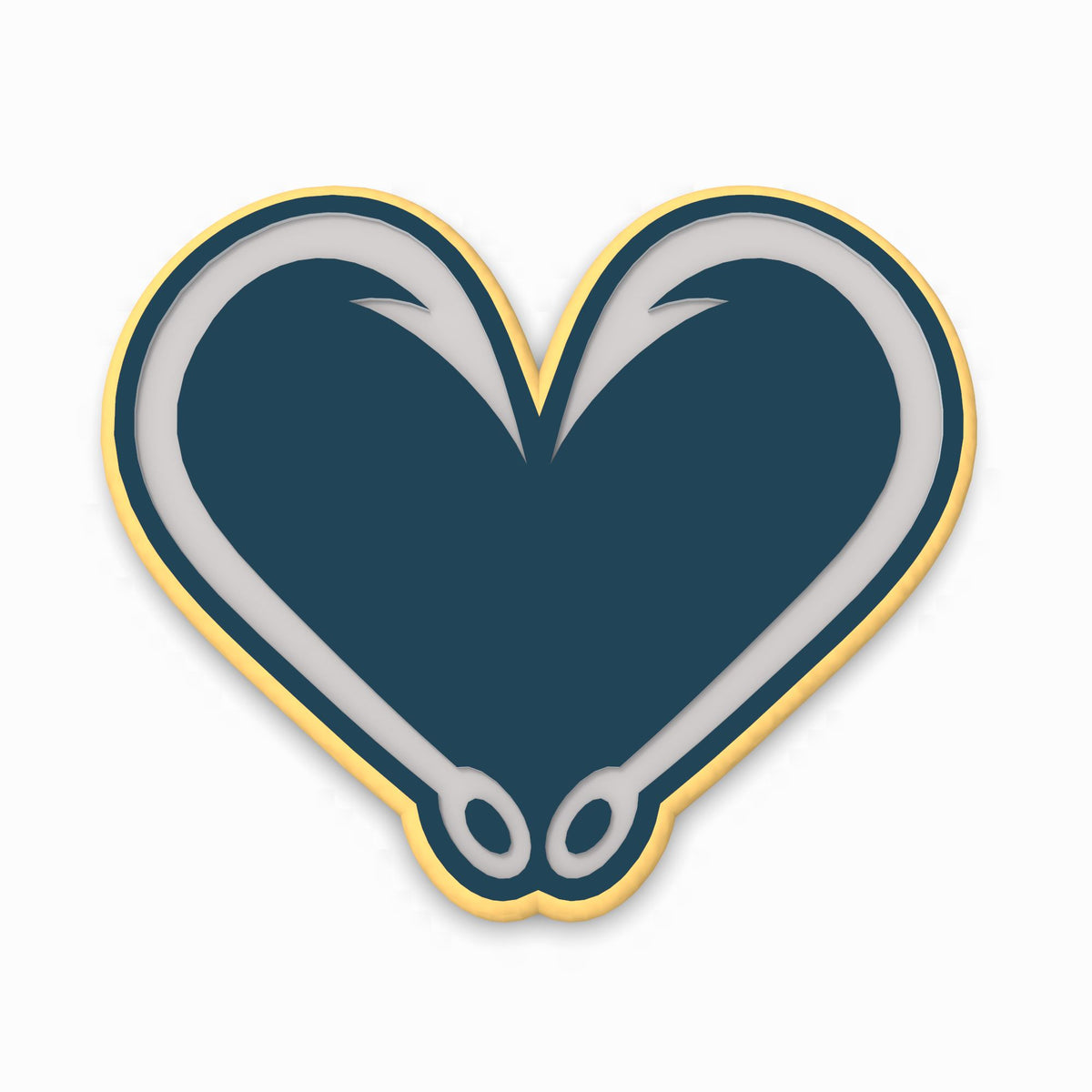 Hook Fishing Heart Cookie Cutter | Stamp | Stencil #1