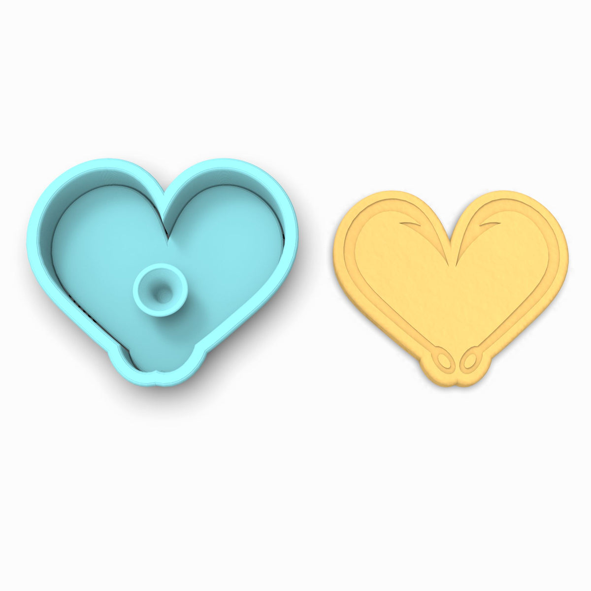 Hook Fishing Heart Cookie Cutter | Stamp | Stencil #1