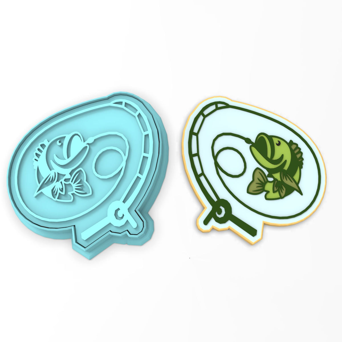 Hooked Bass Cookie Cutter | Stamp | Stencil #1