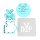 Hop Cookie Cutter | Stamp | Stencil #1 Animals & Dinosaurs Cookie Cutter Lady MINI - 2 Inches (5cm) **FULL SET BUNDLE** Cutter + Stamp + Stencil + Debosser **BEST DEAL** 