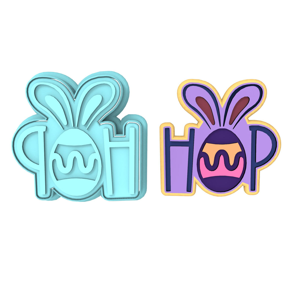Hop Cookie Cutter | Stamp | Stencil #1 Animals & Dinosaurs Cookie Cutter Lady MINI - 2 Inches (5cm) **BUNDLE** Cutter + Stamp 