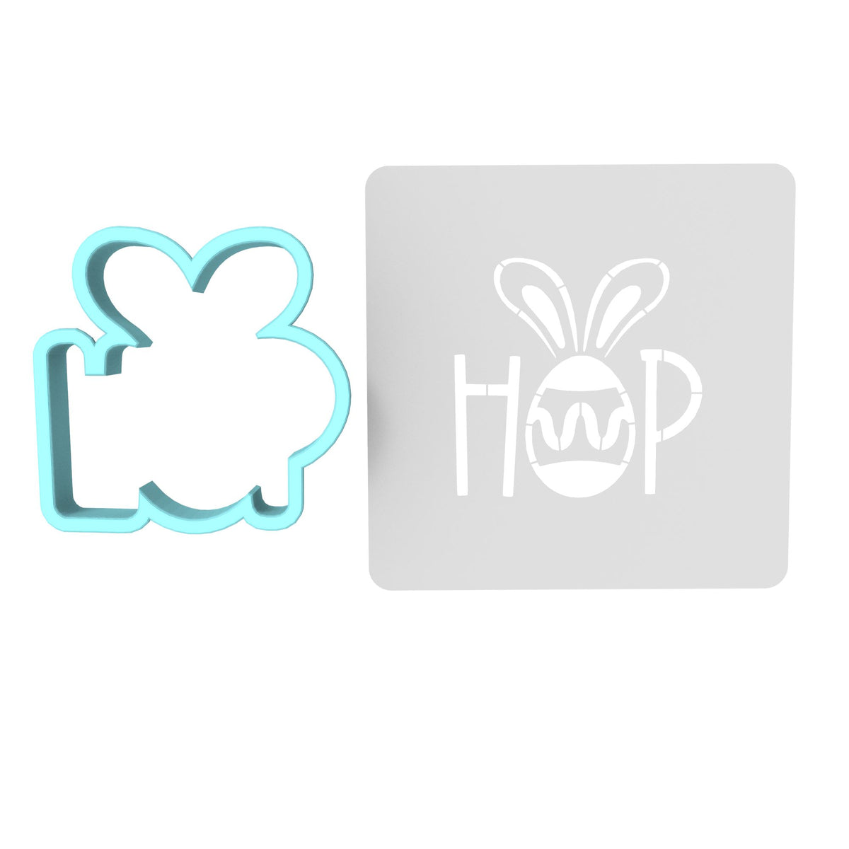Hop Cookie Cutter | Stamp | Stencil #1 Animals & Dinosaurs Cookie Cutter Lady MINI - 2 Inches (5cm) **BUNDLE** Cutter + Stencil 