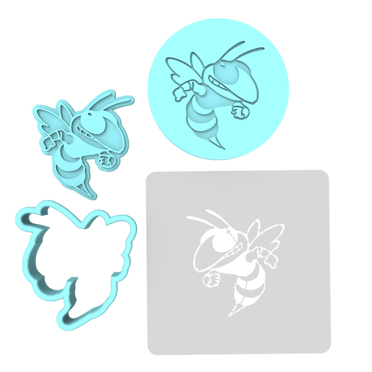 Hornet Cookie Cutter | Stamp | Stencil #1 Animals & Dinosaurs Cookie Cutter Lady MINI - 2 Inches (5cm) **FULL SET BUNDLE** Cutter + Stamp + Stencil + Debosser **BEST DEAL** 