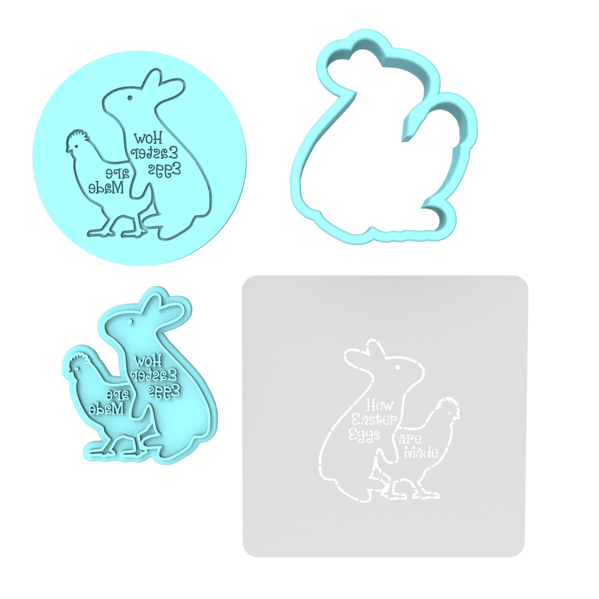 How Easter Eggs Are Made Cookie Cutter | Stamp | Stencil #1 Animals & Dinosaurs Cookie Cutter Lady MINI - 2 Inches (5cm) **FULL SET BUNDLE** Cutter + Stamp + Stencil + Debosser **BEST DEAL** 