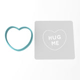 Hug Me Valentine Heart Cookie Cutter | Stamp | Stencil Wedding / Baby / V Day Cookie Cutter Lady MINI - 2 Inches (5cm) **BUNDLE** Cutter + Stencil 