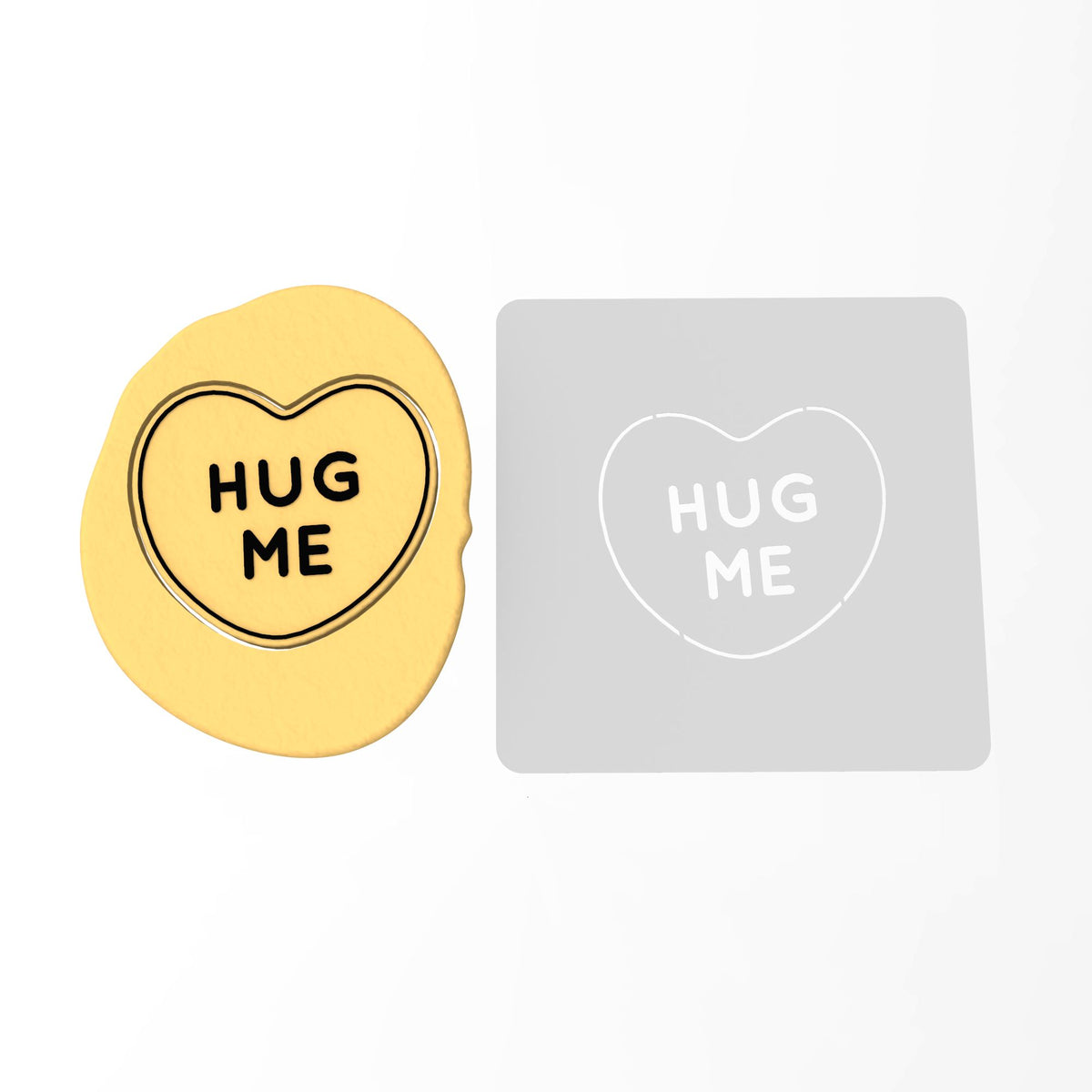 Hug Me Valentine Heart Cookie Cutter | Stamp | Stencil Wedding / Baby / V Day Cookie Cutter Lady MINI - 2 Inches (5cm) Stencil ONLY 