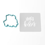Hugs and Kisses Cookie Cutter | Stamp | Stencil #1 Wedding / Baby / V Day Cookie Cutter Lady MINI - 2 Inches (5cm) **BUNDLE** Cutter + Stencil 