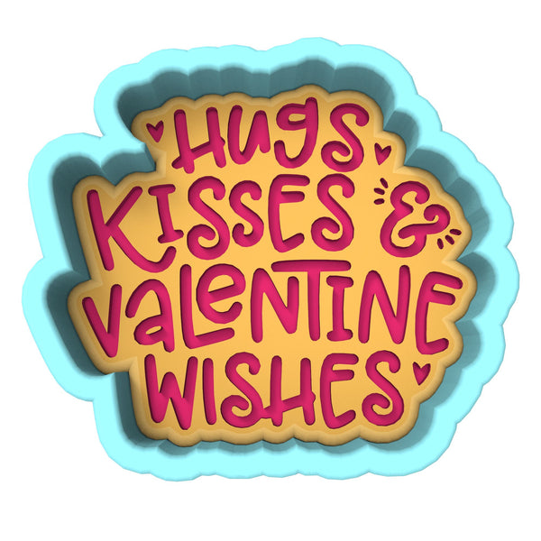 Hugs Kisses and Valentine Wishes Cookie Cutter | Stamp | Stencil Wedding / Baby / V Day Cookie Cutter Lady 