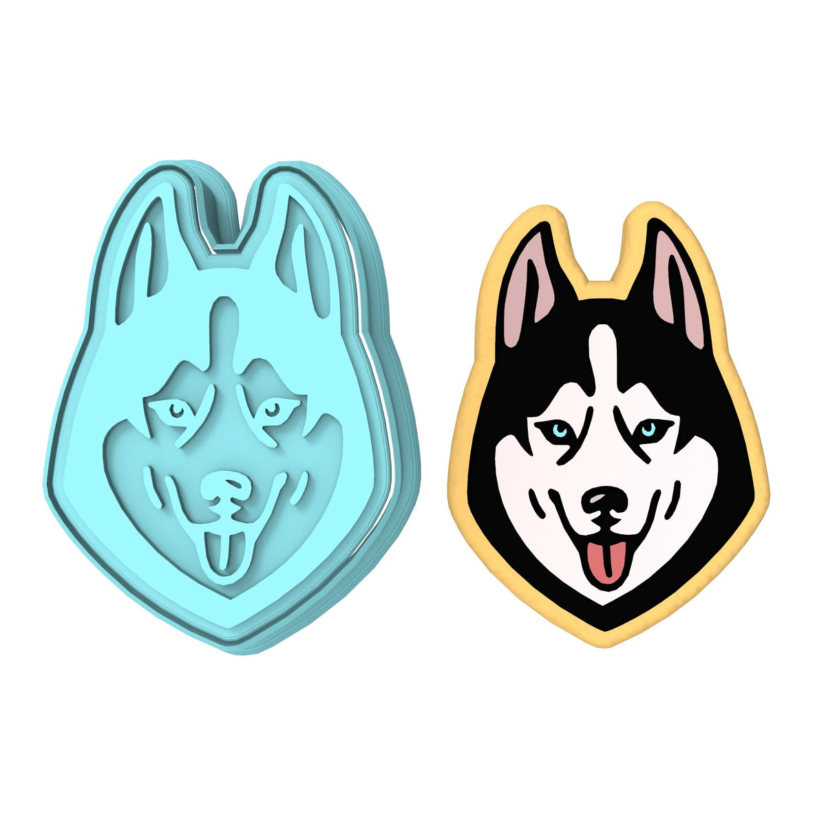 Husky Cookie Cutter | Stamp | Stencil #1 Animals & Dinosaurs Cookie Cutter Lady MINI - 2 Inches (5cm) **BUNDLE** Cutter + Stamp 