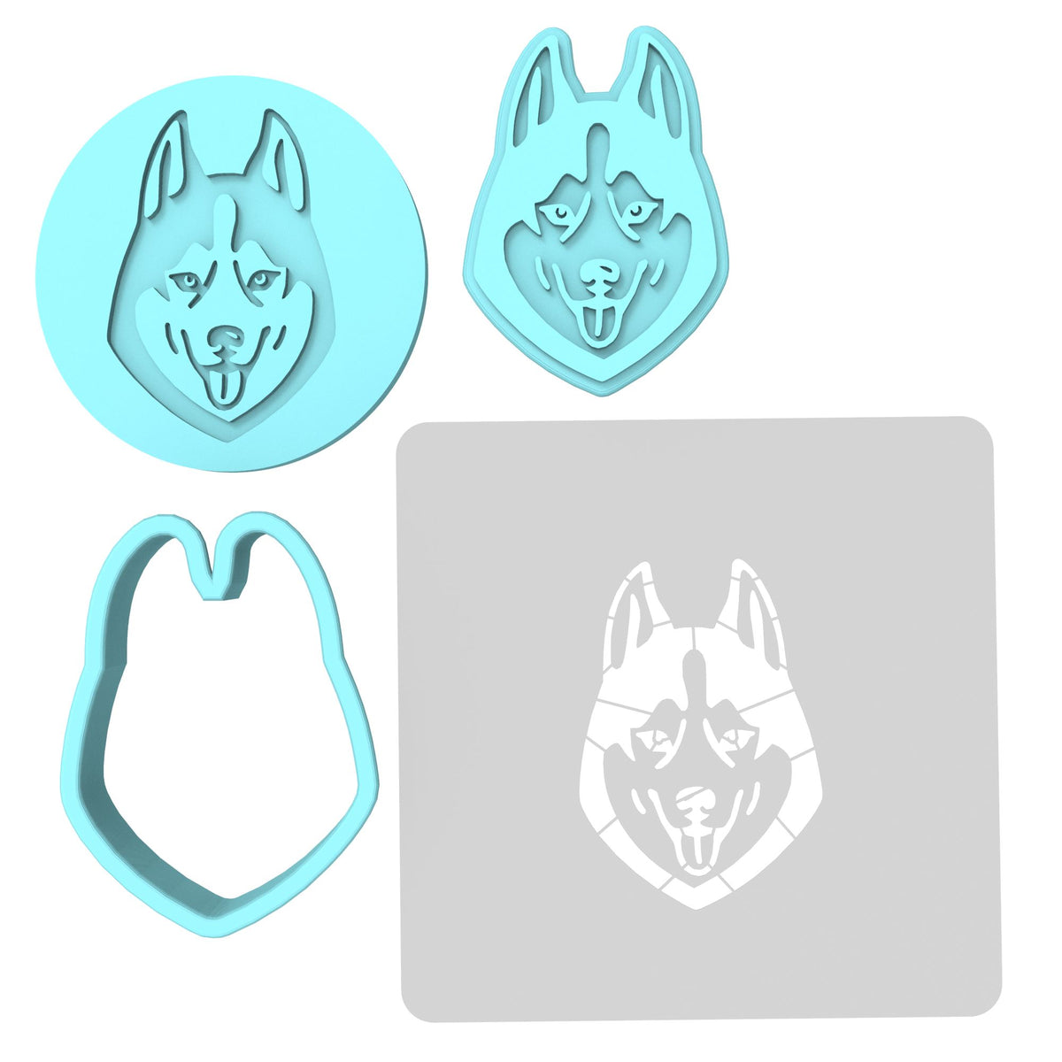 Husky Cookie Cutter | Stamp | Stencil #1 Animals & Dinosaurs Cookie Cutter Lady MINI - 2 Inches (5cm) **FULL SET BUNDLE** Cutter + Stamp + Stencil + Debosser **BEST DEAL** 