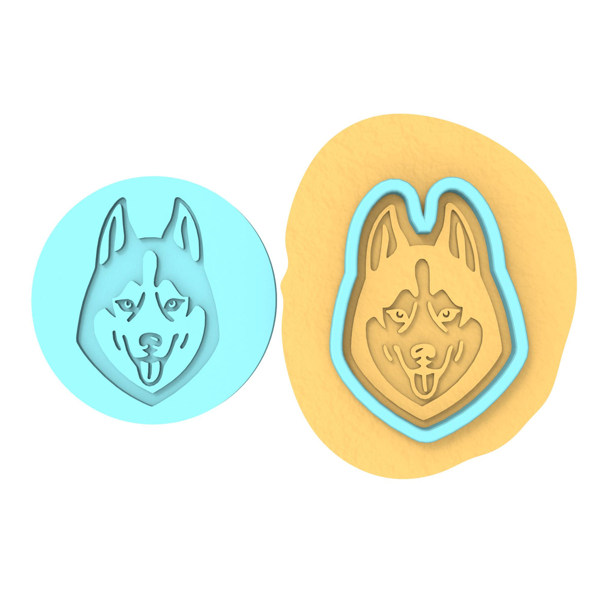 Husky Cookie Cutter | Stamp | Stencil #1 Animals & Dinosaurs Cookie Cutter Lady MINI - 2 Inches (5cm) **BUNDLE** Cutter + Debosser 
