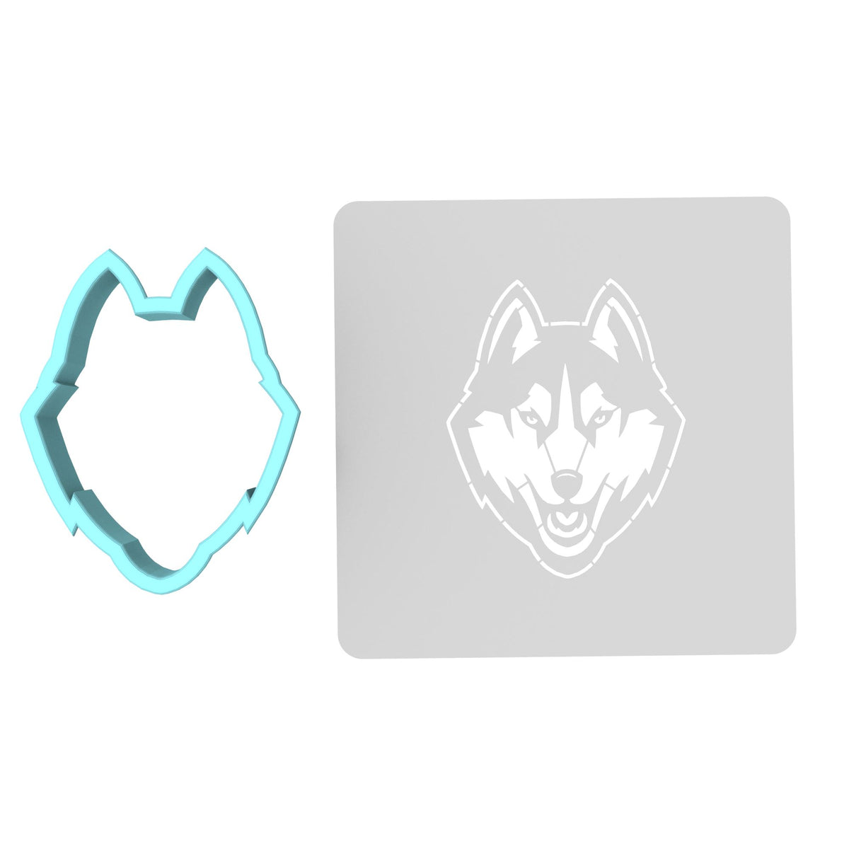 Husky Wolf Cookie Cutter | Stamp | Stencil #1 Animals & Dinosaurs Cookie Cutter Lady MINI - 2 Inches (5cm) **BUNDLE** Cutter + Stencil 