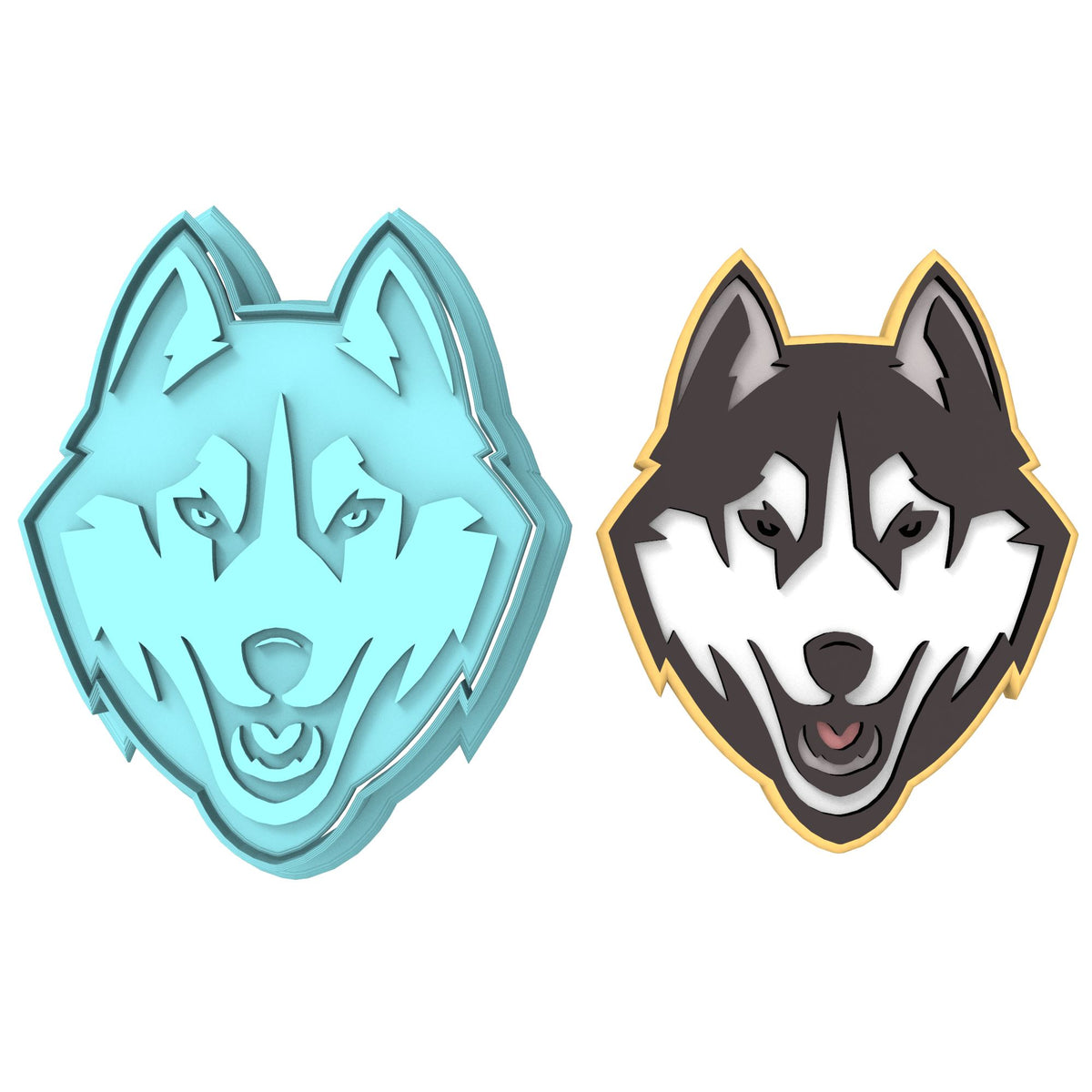 Husky Wolf Cookie Cutter | Stamp | Stencil #1 Animals & Dinosaurs Cookie Cutter Lady MINI - 2 Inches (5cm) **BUNDLE** Cutter + Stamp 