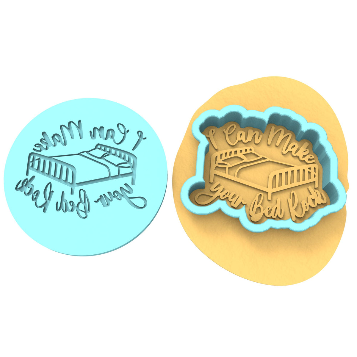 I Can Make Your Bed Rock Cookie Cutter | Stamp | Stencil #1 Bachelorette & Bachelor Cookie Cutter Lady MINI - 2 Inches (5cm) **BUNDLE** Cutter + Debosser 