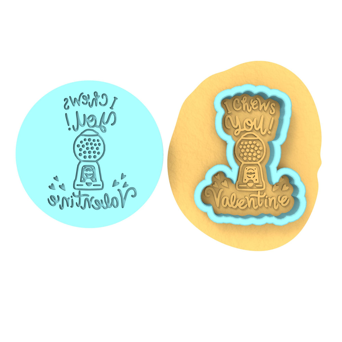 I Chews You Cookie Cutter | Stamp | Stencil Wedding / Baby / V Day Cookie Cutter Lady MINI - 2 Inches (5cm) **BUNDLE** Cutter + Debosser 