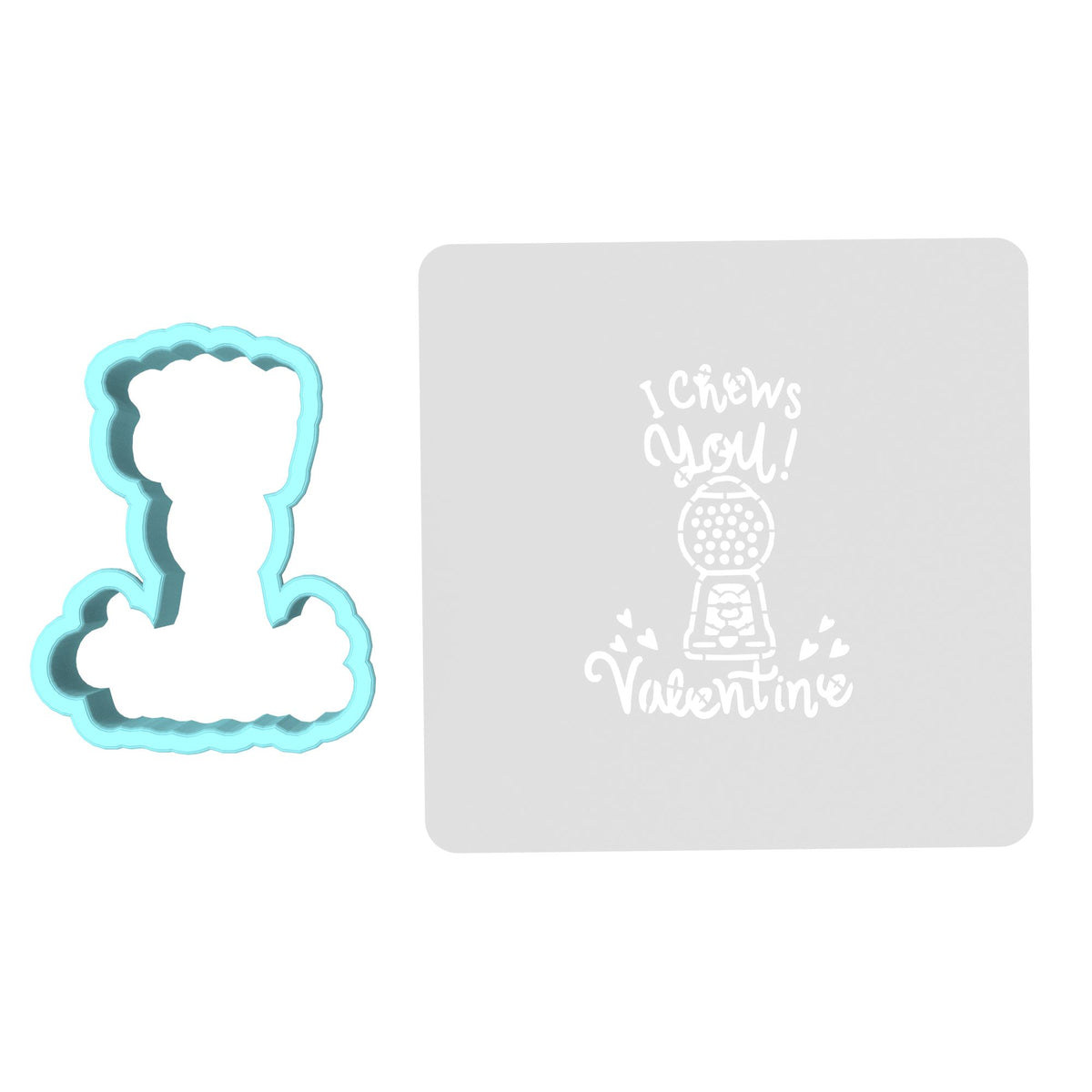 I Chews You Cookie Cutter | Stamp | Stencil Wedding / Baby / V Day Cookie Cutter Lady MINI - 2 Inches (5cm) **BUNDLE** Cutter + Stencil 