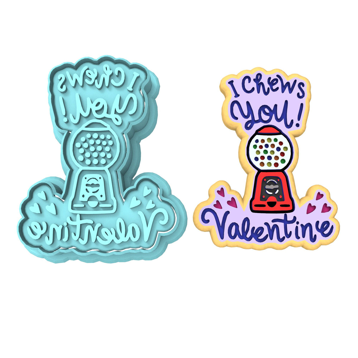 I Chews You Cookie Cutter | Stamp | Stencil Wedding / Baby / V Day Cookie Cutter Lady MINI - 2 Inches (5cm) **BUNDLE** Cutter + Stamp 