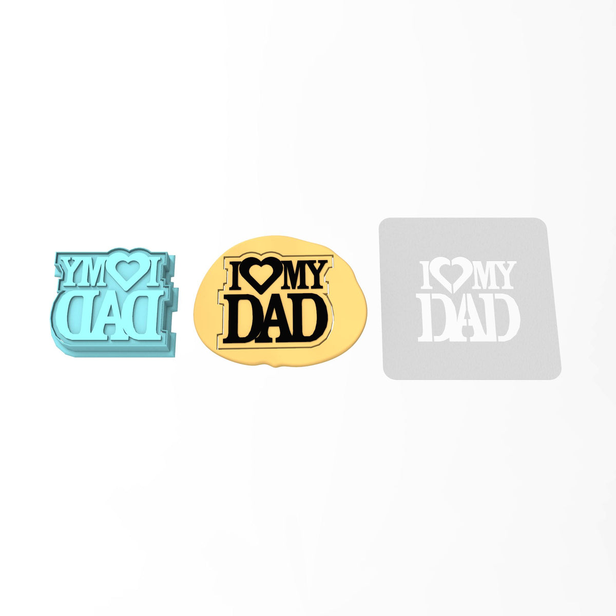 I Heart My Dad Cookie Cutter | Stamp | Stencil #1