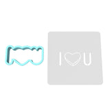 I Heart You Horizontal Cookie Cutter | Stamp | Stencil Wedding / Baby / V Day Cookie Cutter Lady MINI - 2 Inches (5cm) **BUNDLE** Cutter + Stencil 
