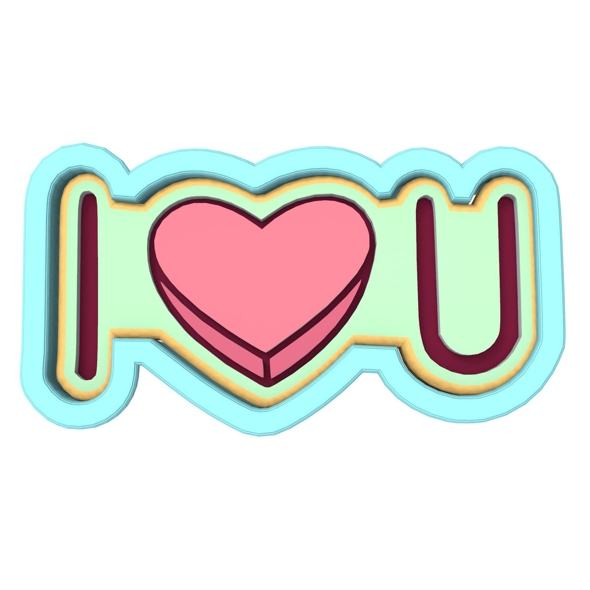 I Heart You Horizontal Cookie Cutter | Stamp | Stencil Wedding / Baby / V Day Cookie Cutter Lady MINI - 2 Inches (5cm) Cookie Cutter ONLY (Outline) 