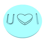 I Heart You Horizontal Cookie Cutter | Stamp | Stencil Wedding / Baby / V Day Cookie Cutter Lady MINI - 2 Inches (5cm) Debosser ONLY 