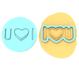 I Heart You Horizontal Cookie Cutter | Stamp | Stencil Wedding / Baby / V Day Cookie Cutter Lady MINI - 2 Inches (5cm) **BUNDLE** Cutter + Debosser 