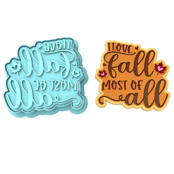I Love Fall Most of All Cookie Cutter | Stamp | Stencil #1 Halloween / Fall Cookie Cutter Lady 2 Inch Small Cupcake Cutter + Stamp No