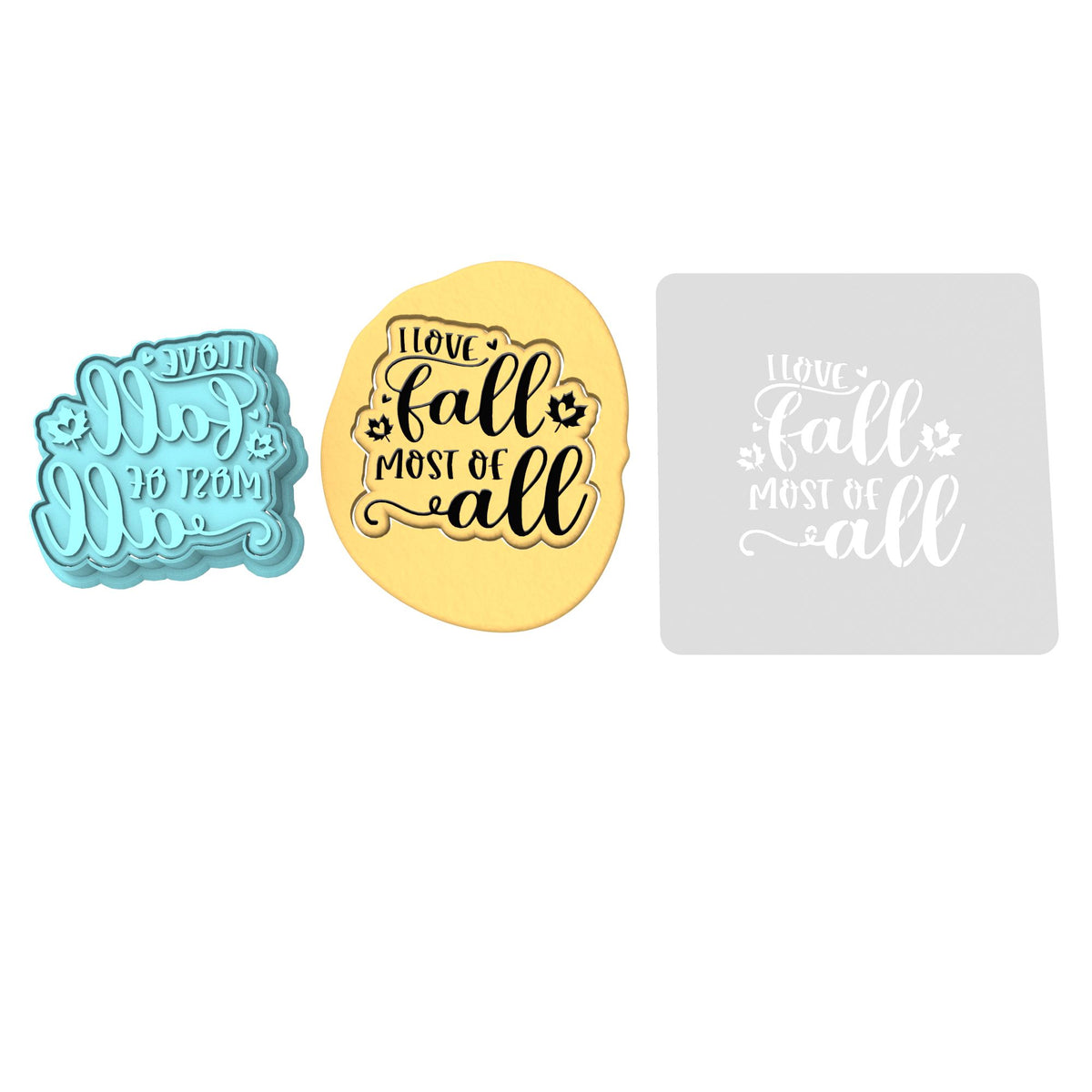 I Love Fall Most of All Cookie Cutter | Stamp | Stencil #1 Halloween / Fall Cookie Cutter Lady 2 Inch Small Cupcake Cutter + Stamp Yes