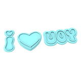 I Love You 3 Piece Set Cookie Cutter | Stamp | Stencil Wedding / Baby / V Day Cookie Cutter Lady 