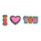 I Love You 3 Piece Set Cookie Cutter | Stamp | Stencil Wedding / Baby / V Day Cookie Cutter Lady 