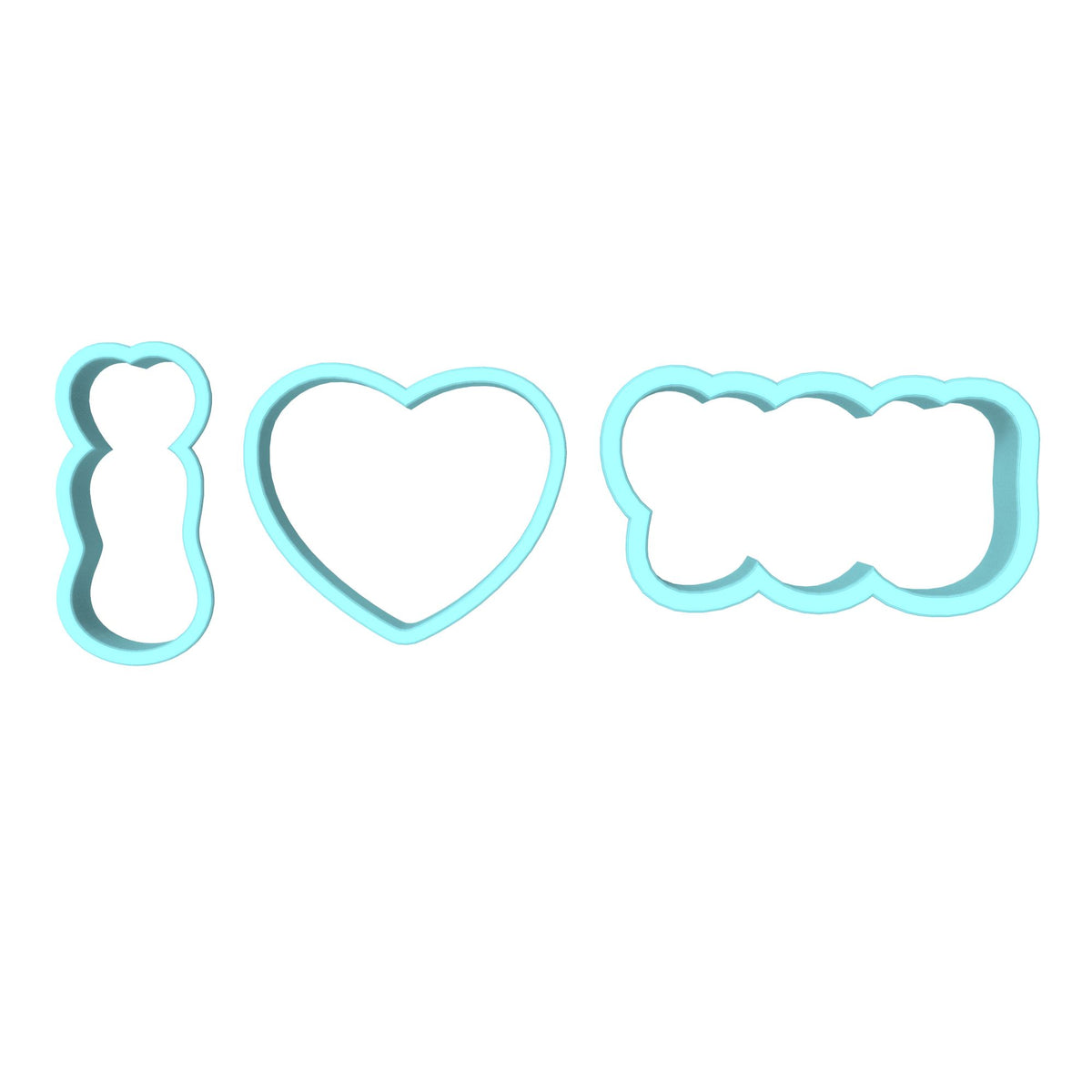 I Love You 3 Piece Set Cookie Cutter | Stamp | Stencil Wedding / Baby / V Day Cookie Cutter Lady 