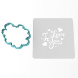 I Love You Cookie Cutter | Stamp | Stencil Wedding / Baby / V Day Cookie Cutter Lady MINI - 2 Inches (5cm) **BUNDLE** Cutter + Stencil 