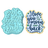 I Love You to the Moon and Back Cookie Cutter | Stamp | Stencil #1 Wedding / Baby / V Day Cookie Cutter Lady MINI - 2 Inches (5cm) **BUNDLE** Cutter + Stamp 