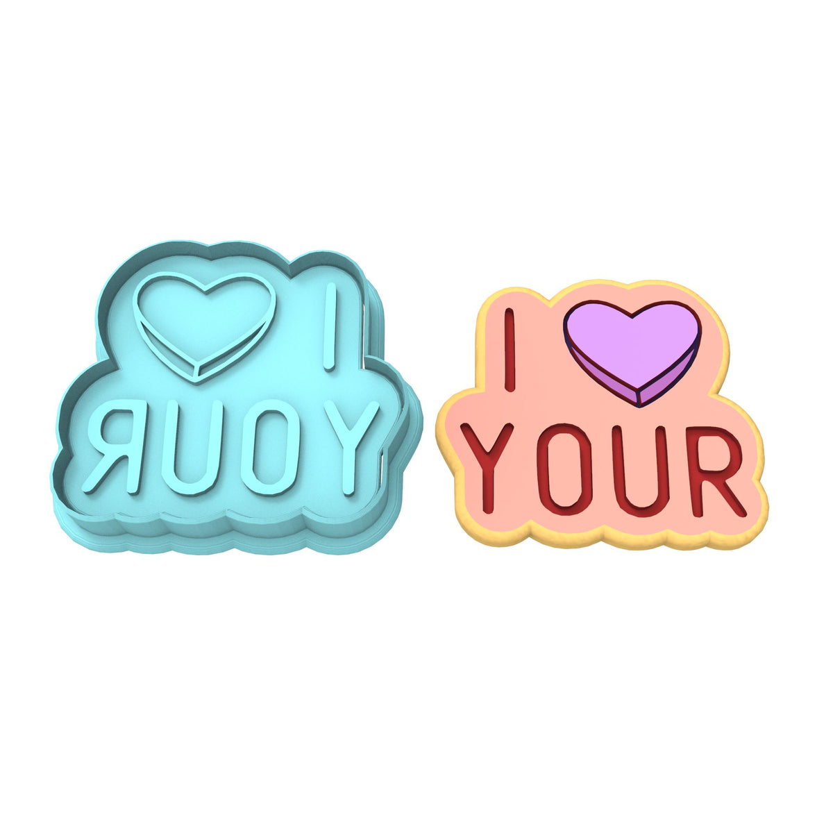 I Love Your Cookie Cutter | Stamp | Stencil Wedding / Baby / V Day Cookie Cutter Lady MINI - 2 Inches (5cm) **BUNDLE** Cutter + Stamp 