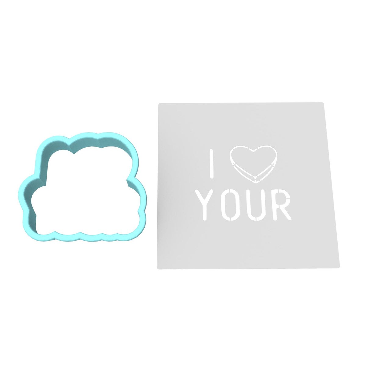 I Love Your Cookie Cutter | Stamp | Stencil Wedding / Baby / V Day Cookie Cutter Lady MINI - 2 Inches (5cm) **BUNDLE** Cutter + Stencil 