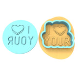 I Love Your Cookie Cutter | Stamp | Stencil Wedding / Baby / V Day Cookie Cutter Lady MINI - 2 Inches (5cm) **BUNDLE** Cutter + Debosser 