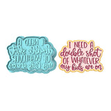 I Need a Double Shot Cookie Cutter | Stamp | Stencil Animals & Dinosaurs Cookie Cutter Lady MINI - 2 Inches (5cm) **BUNDLE** Cutter + Stamp 