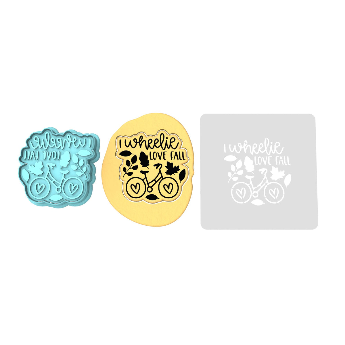I Wheelie Love Fall Cookie Cutter | Stamp | Stencil #1 Halloween / Fall Cookie Cutter Lady 2 Inch Small Cupcake Cutter + Stamp Yes