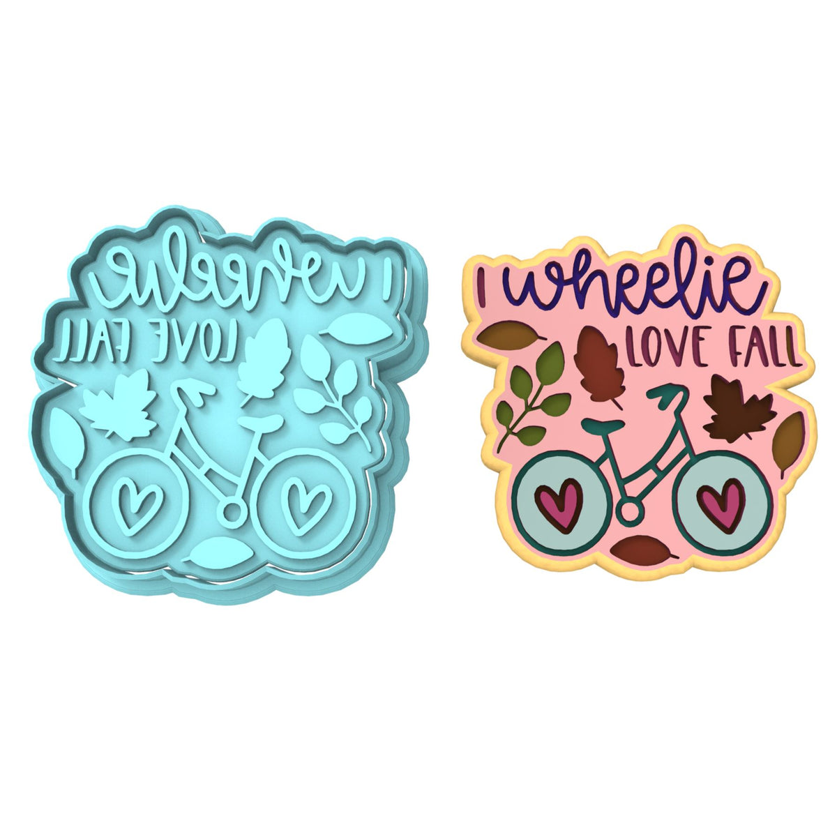 I Wheelie Love Fall Cookie Cutter | Stamp | Stencil #1 Halloween / Fall Cookie Cutter Lady 2 Inch Small Cupcake Cutter + Stamp No