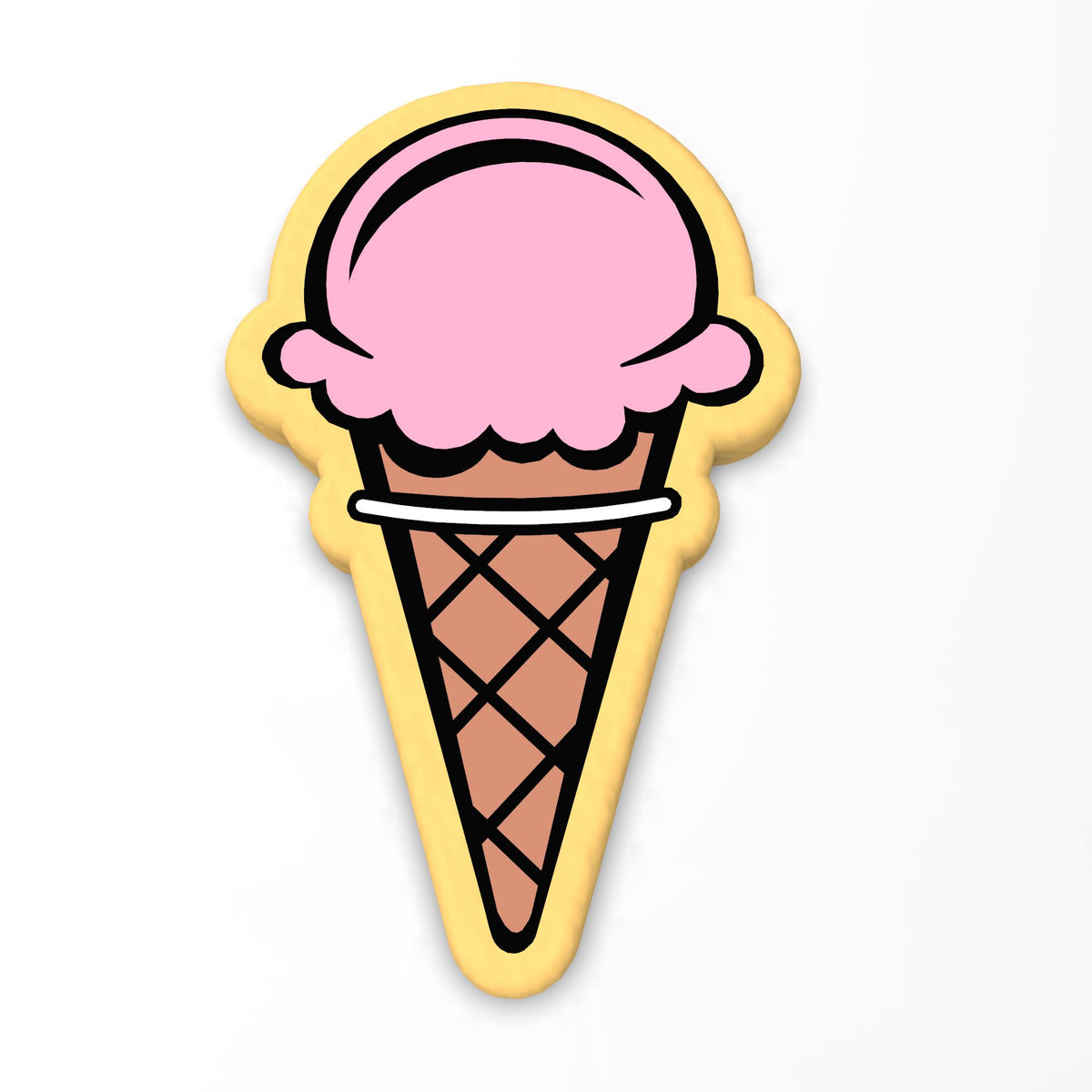 Ice Cream Cone Cookie Cutter | Stamp | Stencil #1