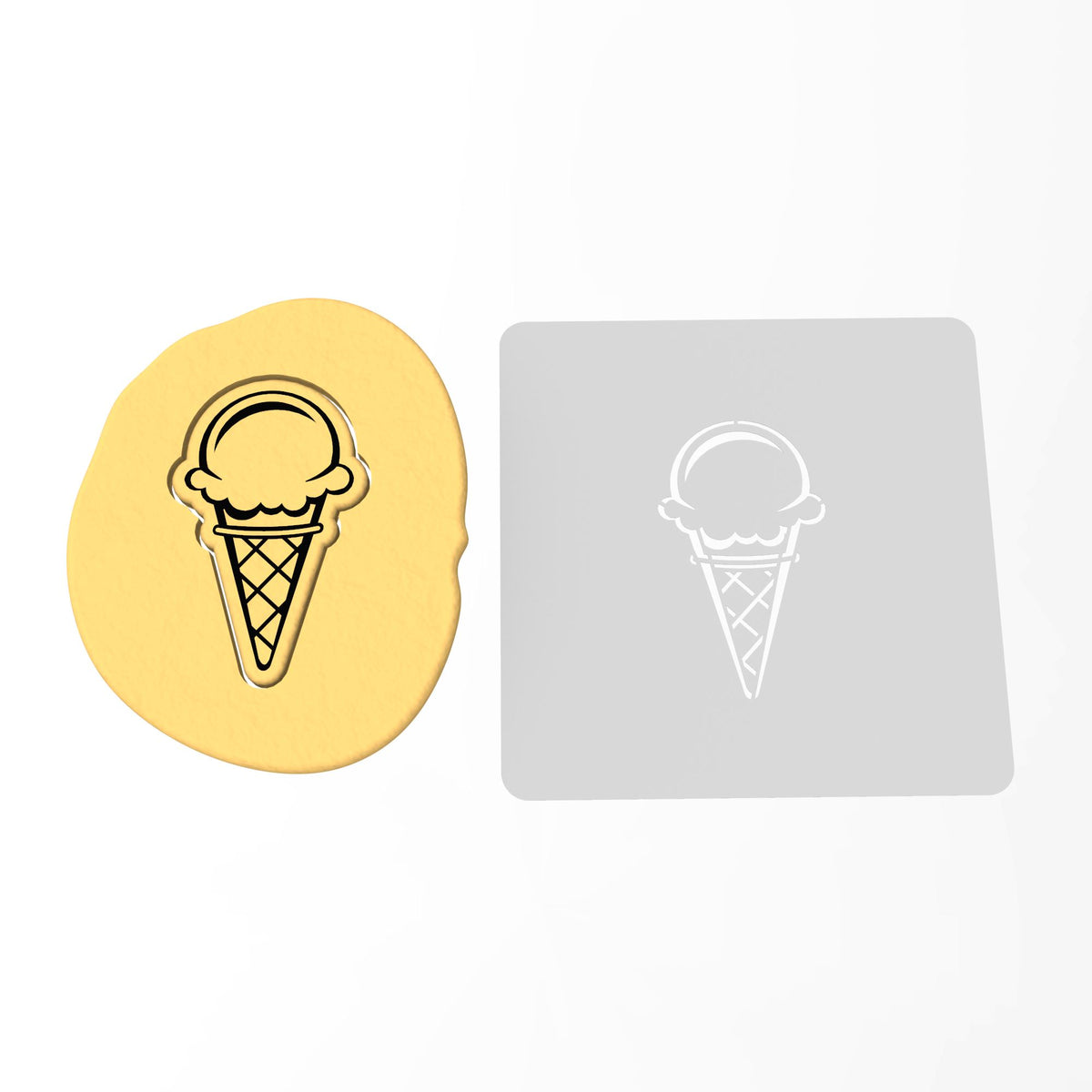 Ice Cream Cone Cookie Cutter | Stamp | Stencil #1