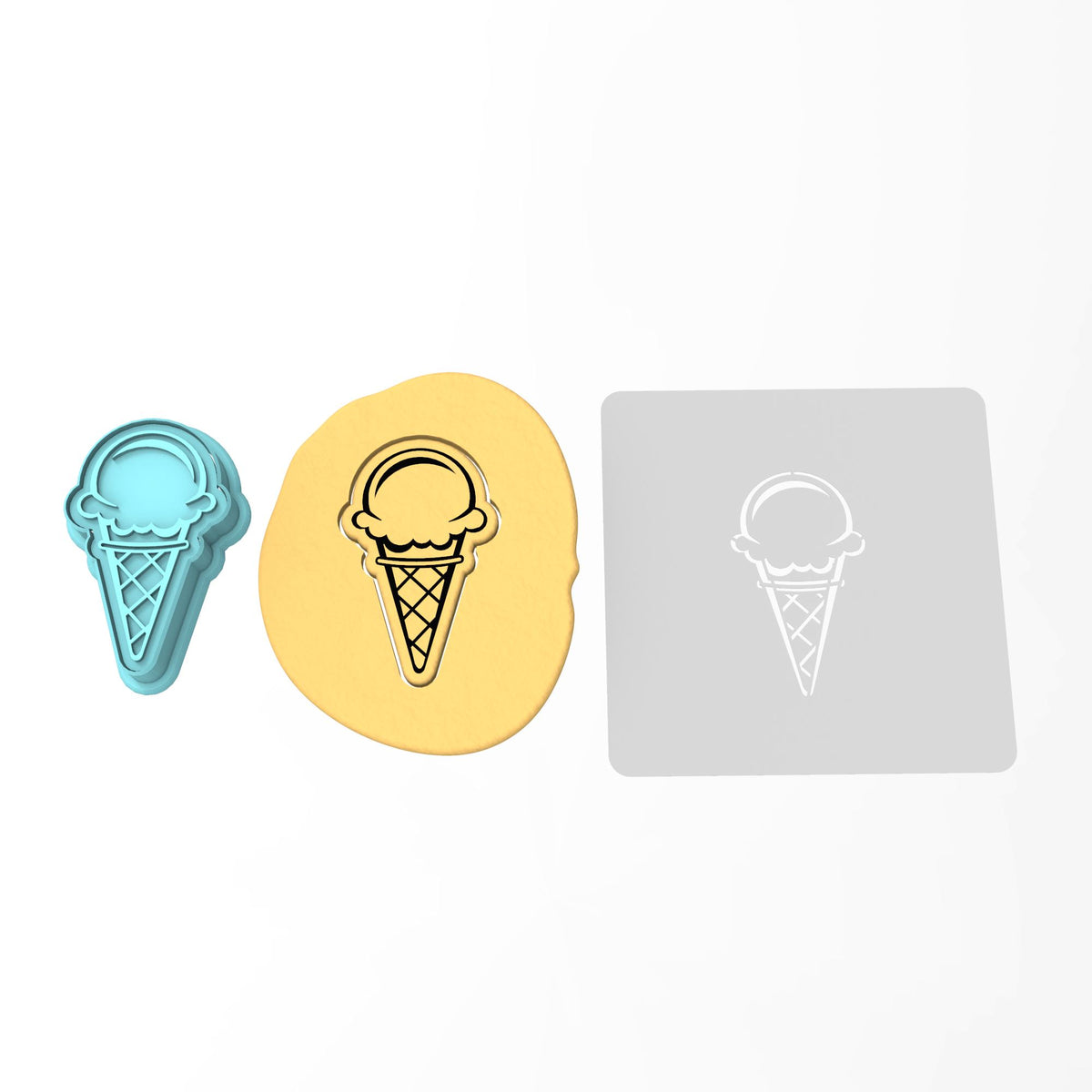 Ice Cream Cone Cookie Cutter | Stamp | Stencil #1