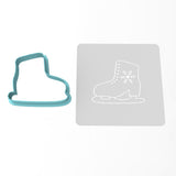Ice Skate Cookie Cutter Stamp & Outline #1 Xmas / Winter / NYE Cookie Cutter Lady MINI - 2 Inches (5cm) **BUNDLE** Cutter + Stencil 