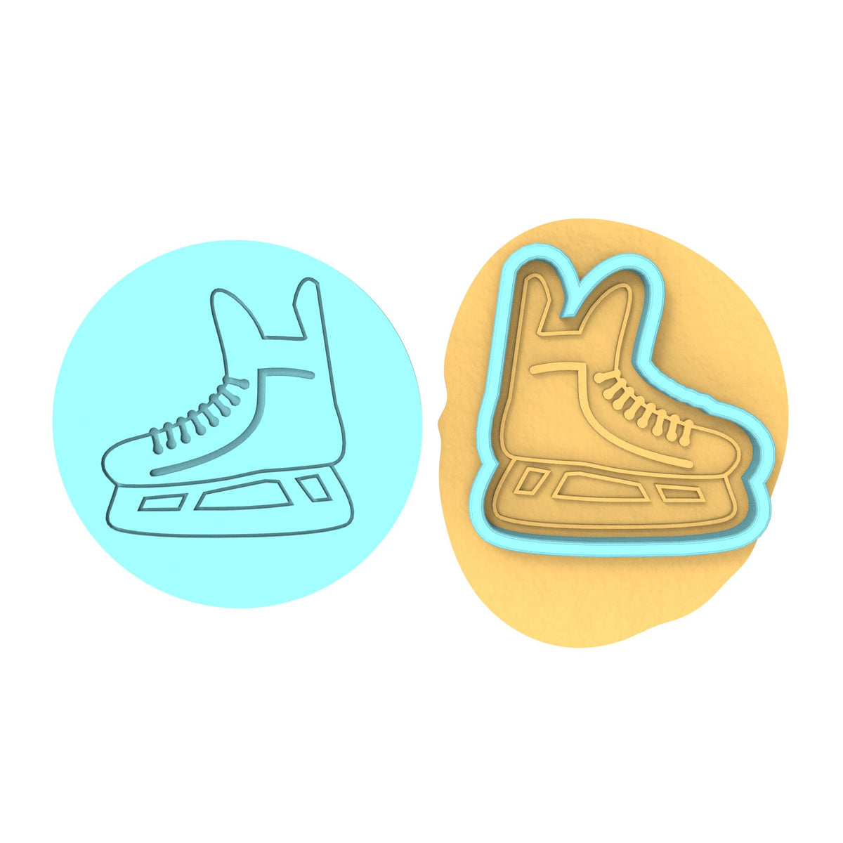 Ice Skate Cookie Cutter | Stamp | Stencil #2 Animals & Dinosaurs Cookie Cutter Lady MINI - 2 Inches (5cm) **BUNDLE** Cutter + Debosser 