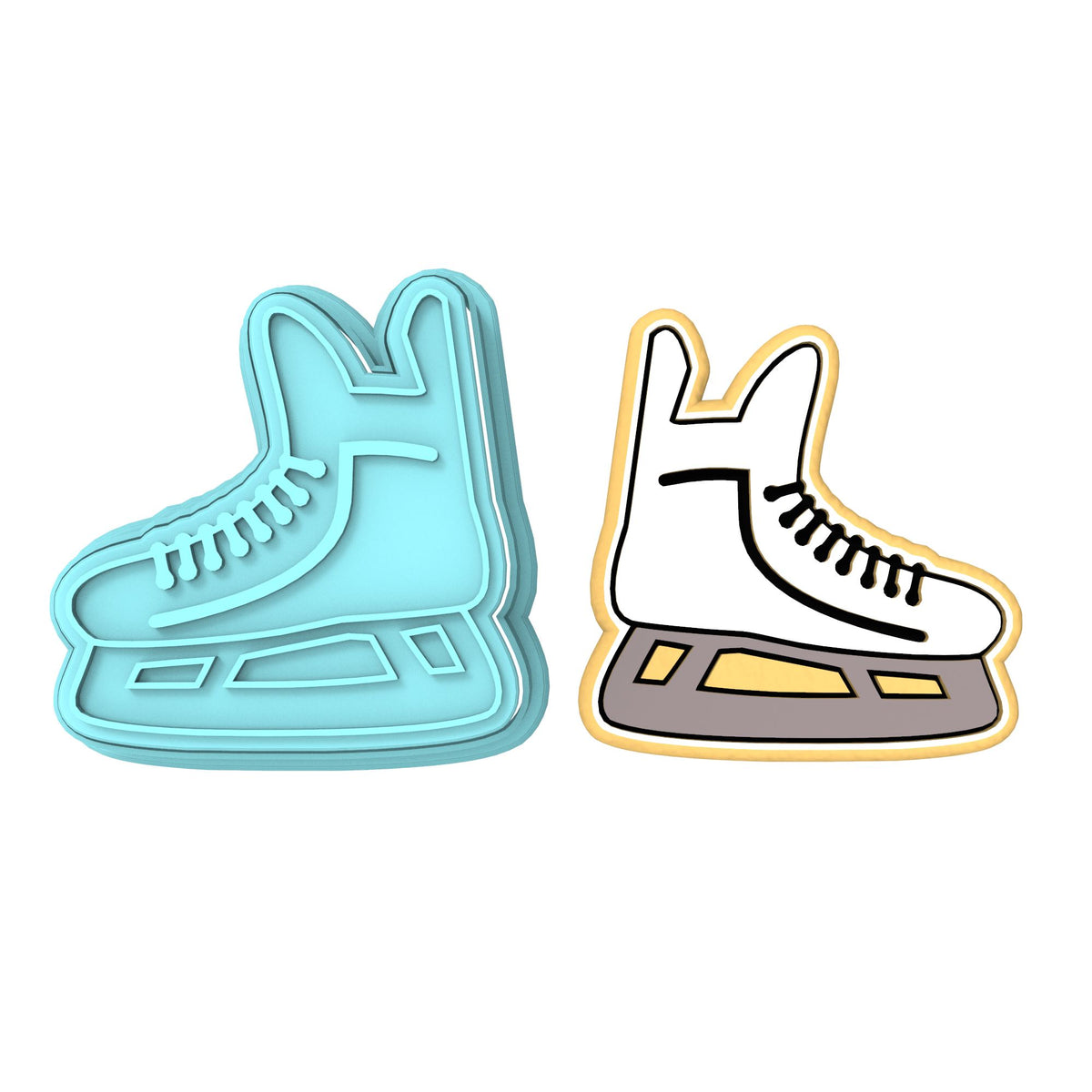 Ice Skate Cookie Cutter | Stamp | Stencil #2 Animals & Dinosaurs Cookie Cutter Lady MINI - 2 Inches (5cm) **BUNDLE** Cutter + Stamp 