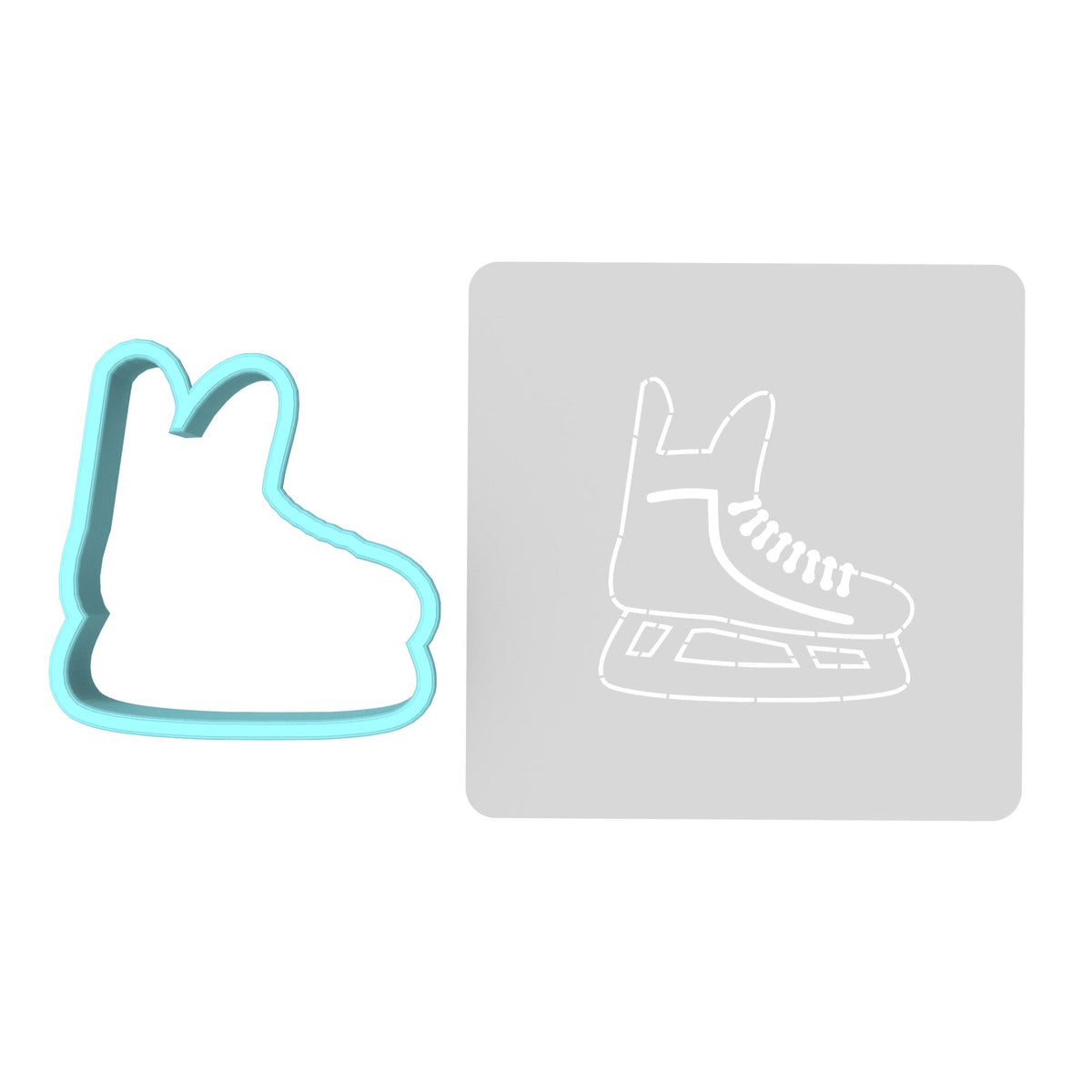 Ice Skate Cookie Cutter | Stamp | Stencil #2 Animals & Dinosaurs Cookie Cutter Lady MINI - 2 Inches (5cm) **BUNDLE** Cutter + Stencil 