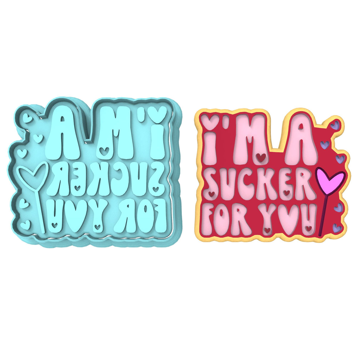I'm a Sucker for You Cookie Cutter | Stamp | Stencil #1 Wedding / Baby / V Day Cookie Cutter Lady MINI - 2 Inches (5cm) **BUNDLE** Cutter + Stamp 